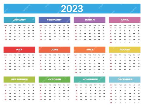 Plantilla De Calendario Para El Año 2023 Vector Premium