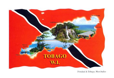 Большая карта открытка Тобаго Тринидад и Тобаго Северная Америка