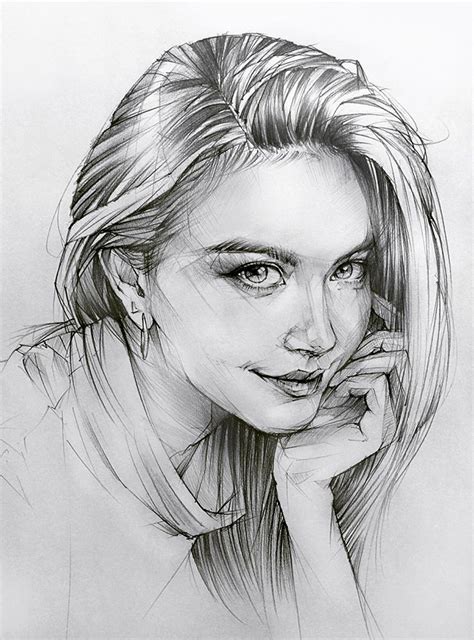 How To Draw A Beautiful Girl Portrait Sketch Background Free