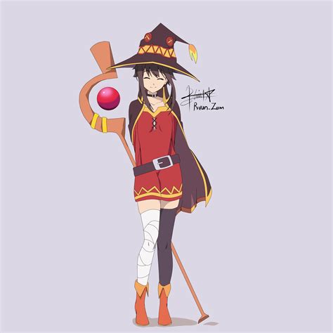 An Anime Character Wearing A Hat And Holding A Staff With A Red Ball In