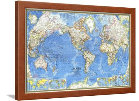 1970 World Map Framed Print Wall Art By National Geographic Maps
