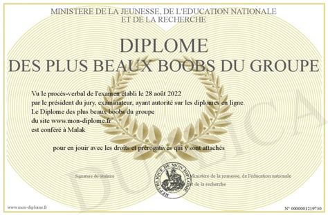 Diplome Des Plus Beaux Boobs Du Groupe