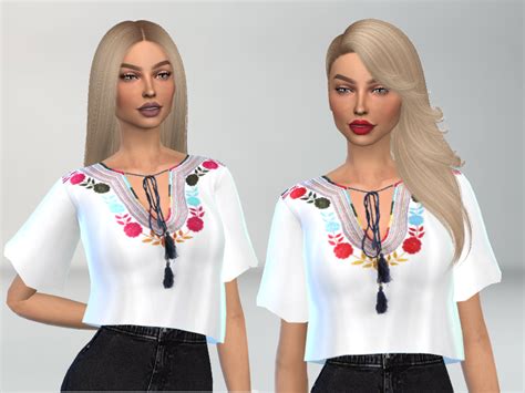 The Sims Resource Embroidered Top
