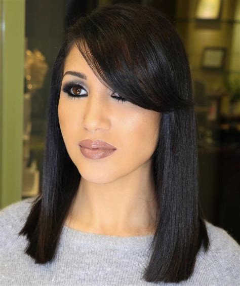 20 Modern Ways To Style A Long Bob With Bangs Long Blunt Haircut