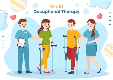 World Occupational Therapy Day Background Template Hand Drawn Cartoon