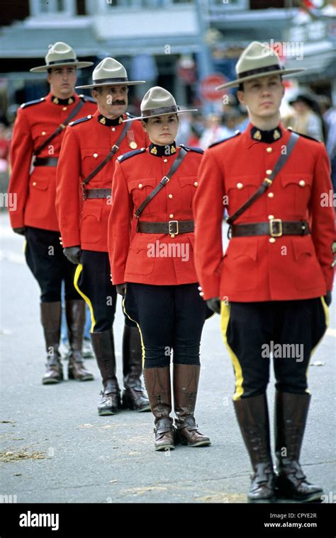 Canada Quebec Province Saint Tite Western Festival Parade Of Mounties