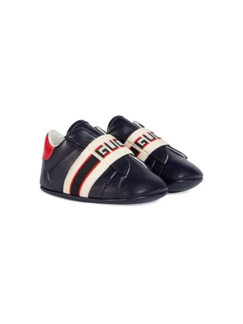 Gucci Babies New Ace Logo Strap Sneaker In Blue Modesens