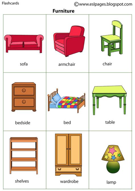 Esl Pages Furniture English Lessons For Kids Kids English English