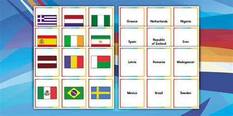 Winter Olympics Countries Flags Matching Game Teacher Made