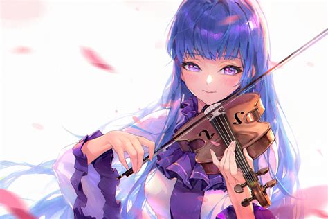 Download 3000x2006 Pretty Anime Girl Violin Instrument