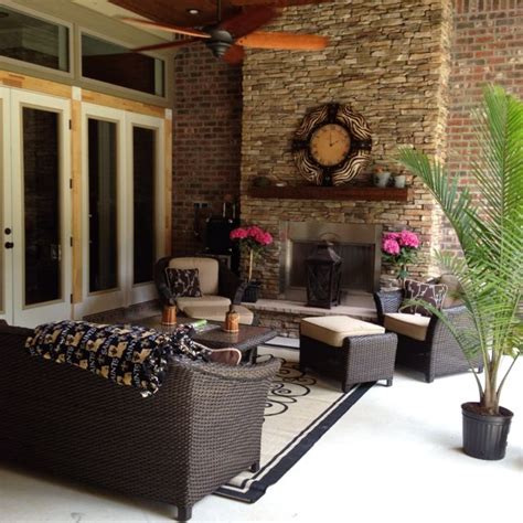 Fireplace Back Porch Outdoor Living Space House Design