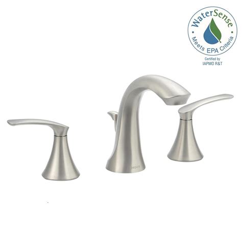 Widespread bathroom faucet trim kit, valve required, chrome versatile design: MOEN Darcy 8 in. Widespread 2-Handle High-Arc Bathroom ...