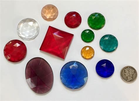 Faceted Round Oval And Square Flat Back Glass Jewel Assortment For