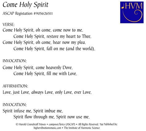 Come Holy Spirit Higher Vibrations Music