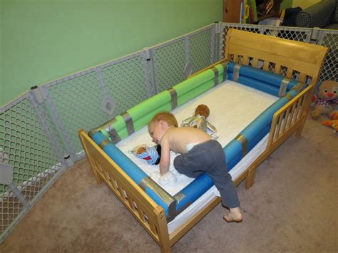 I have to clamp to the bed rails rather than the track but i. Mama Frankenstein: DIY Toddler Bed Bumper Tutorial