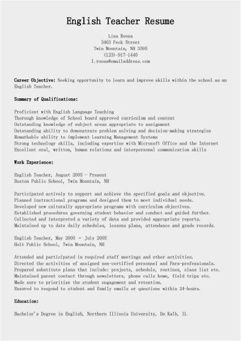 You must be accurate and comprehensive in this section, perhaps more than in any other job. Resume Samples: English Teacher Resume Sample