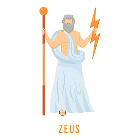 Ilustración De Vector Plano De Zeus Deidad Griega Antigua Dios Del