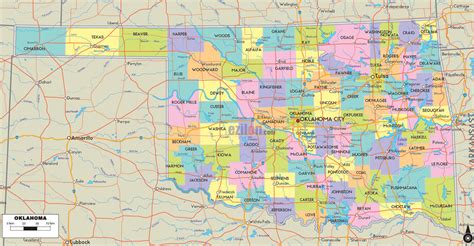 Oklahoma State Map With Cities And Towns