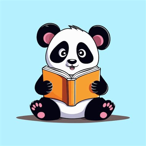 Premium Vector Cute Panda Reading Book Vector Illustration