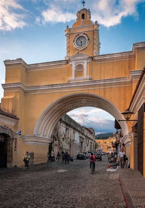 Santa Catalina Arch At Sunset In Antigua Guatemala Editorial Photo