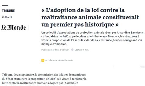 Tribune Dans Le Monde Pour Ladoption De La Loi Contre La Maltraitance