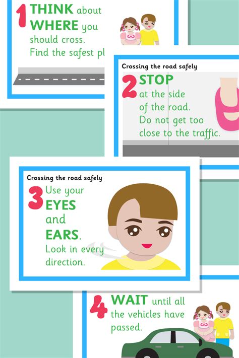 Crossing The Road Safely Posters Road Safety Theme Pinterest
