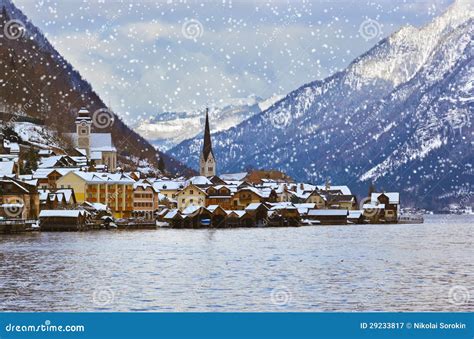 Village Hallstatt On The Lake Salzburg Austria Stock Image Image Of