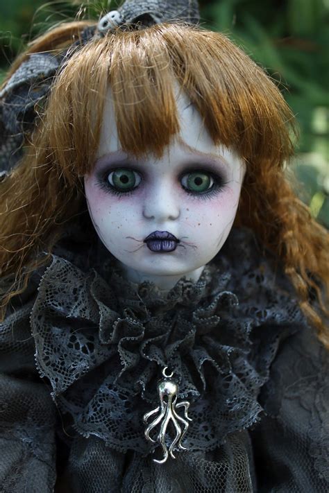 OOAK Gothic Porcelain Doll Repaint By A Gibbons DMA Goth Fairy Tale Scary Baby Dolls