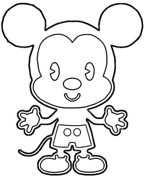 Cute Mickey Mouse Outline Coloring Page