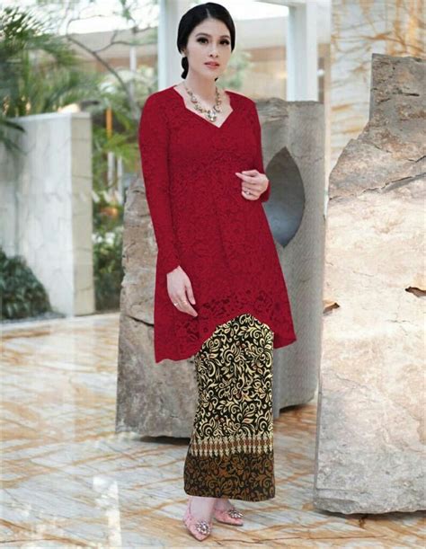 Jual Fashion Batik Setelan Kebaya Modern Maroon Baju Wanita Setelan