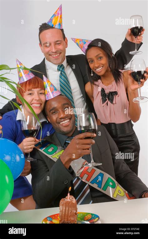 Birthday Celebration At The Office Stock Photo Alamy