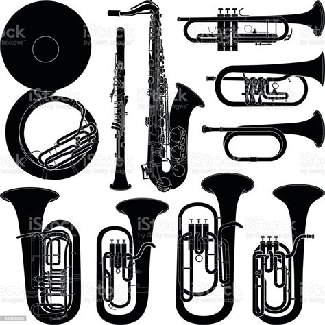 Musical Instrument Collection Vector Silhouette Illustration Stock