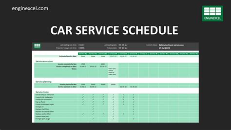 Car Service Schedule Enginexcel Spreadsheets Youtube