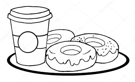 Cup template teriz yasamayolver com. Outlined Coffee Cup With Donuts — Stock Photo © HitToon ...