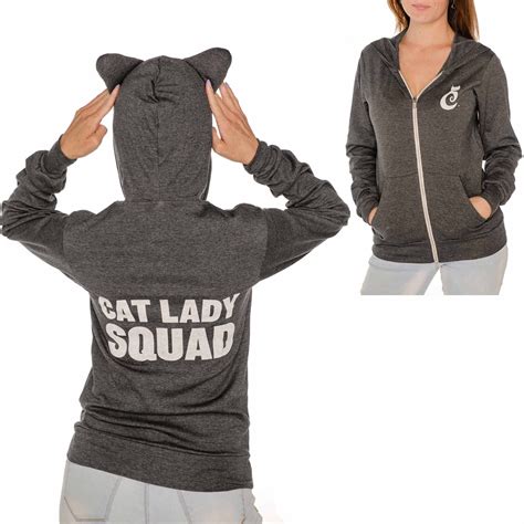 Lightweight Zipper Hoodie With Cat Ears On The Hood The Back Proudly