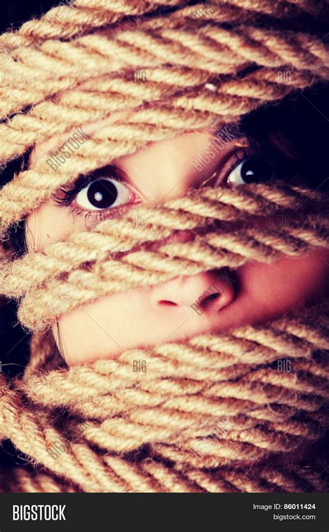 Tied Scared Woman Face Image And Photo Free Trial Bigstock