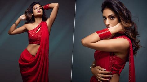fashion news sexy red saree look is done right by nusrat jahan view instagram pics 👗 latestly