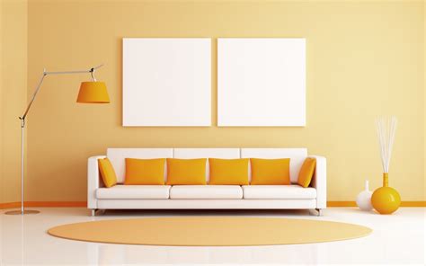 Wallpaper Wall Yellow Orange Interior Design Color Sofa Floor