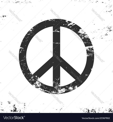 Peace Symbol With Grunge Texture Black And White Vector Image