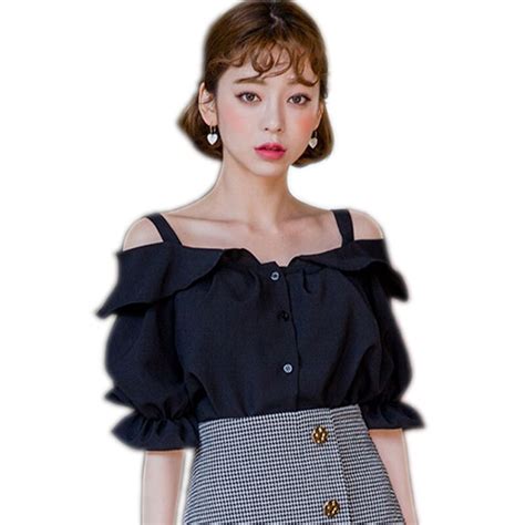 korea sexy strapless ruffles blouses shirt women tops summer 2017 elegant chiffon blouse shirt