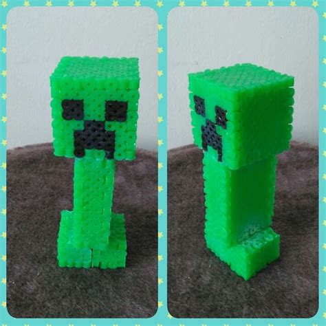 Minecraft Creeper Perler Beads By Fluffyrosey Minecraft 3d Perler Bead