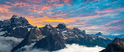 Download 2560x1080 Wallpaper Italian National Park Mountains Clouds