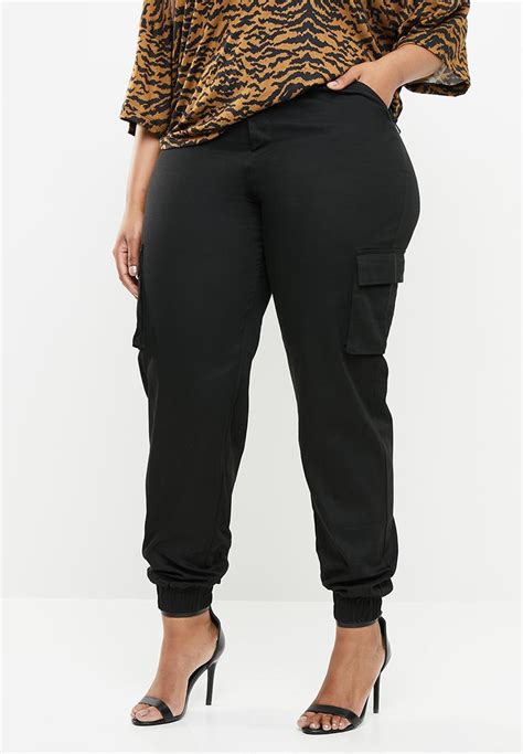 Plain Cargo Trousers Black Missguided Bottoms And Skirts