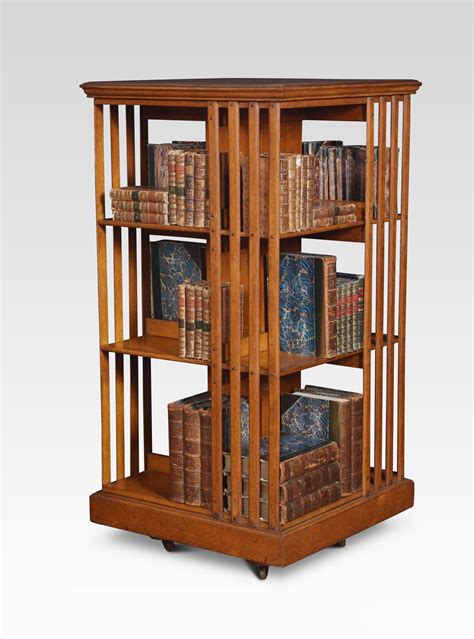 Oak Three Tier Revolving Bookcase Shackladys Antiques