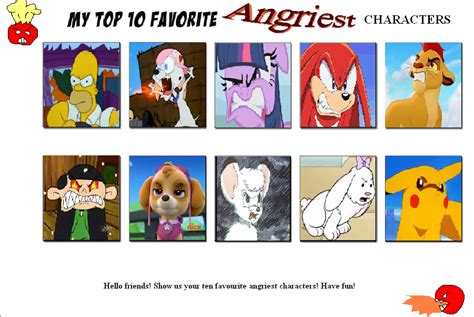 My Top Ten Angry Characters By Cozyglow Sweetie Tf On Deviantart