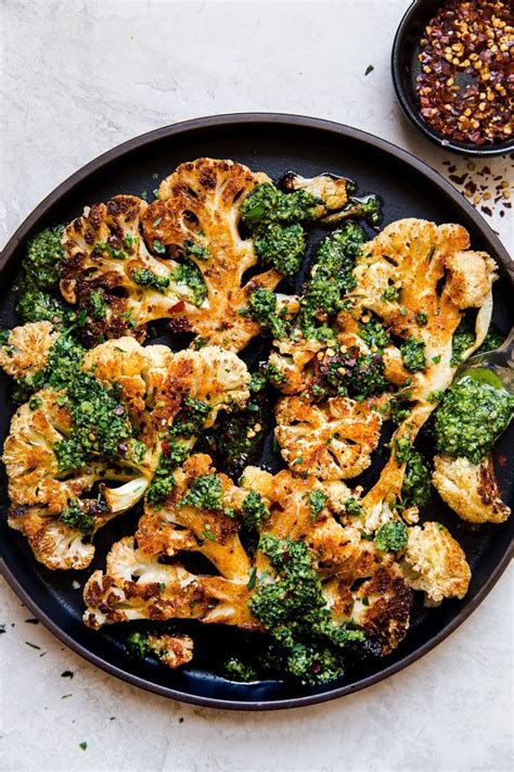 Cauliflower Steak With Walnut Kale Pesto The Modern Proper Recipe