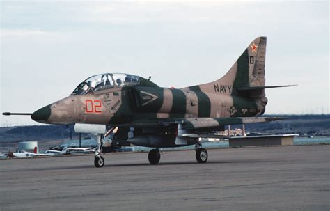 A Left Front View Of An Ta 4j Skyhawk Aircraft In Aggressor Squadron