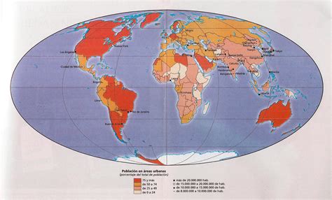 Mapa de Población Mundial,Densidad Demografica y Megalopolis