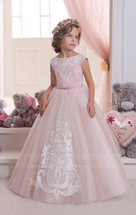 Pink Lace Flower Girls Dresses For Weddings Bw97603 Luladress