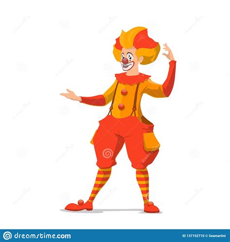 Isolated Cartoon Circus Clown With Fake Nose Stock Vector